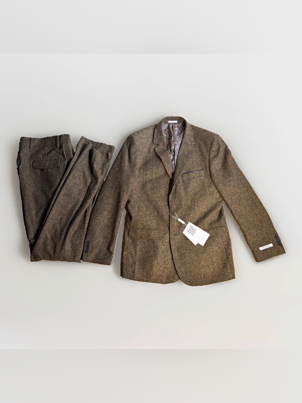 Ferrecci Men's Bradford Cognac Tweed Suit Set 2-Piece Jacket & Pants NWT 38S 32W